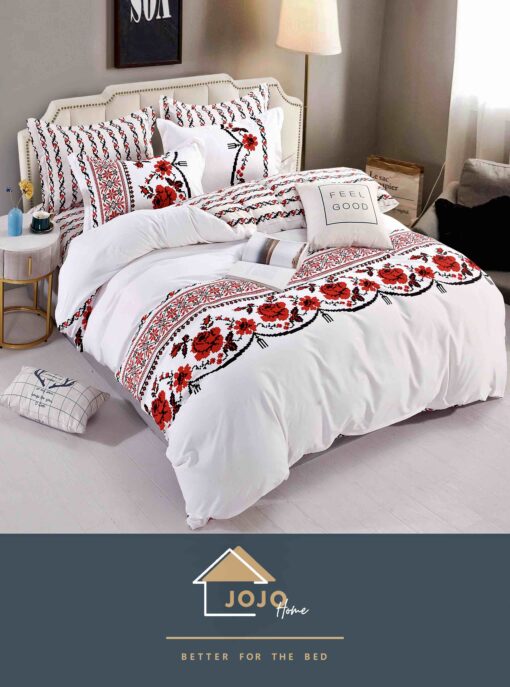 Lenjerie de pat Finet 4 piese, 1 Persoana,Motive Traditionale,JOJO Home