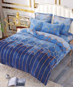 Set Lenjerie Pufoasa Cocolino, 6 Piese, Pat 2 Persoane,Albastru,JOJO Home