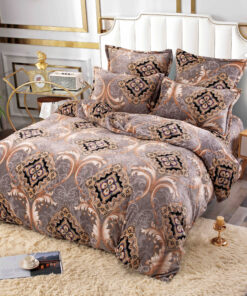 Set Lenjerie Pufoasa Cocolino, 6 Piese, Pat 2 Persoane,Elegant,Maro,JOJO Home