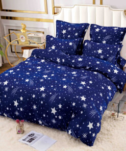 Set Lenjerie Pufoasa Cocolino, 6 Piese, Pat 2 Persoane,Stele Albe,JOJO Home