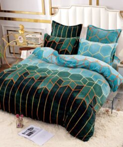 Set Lenjerie Pufoasa Cocolino, 6 Piese, Pat 2 Persoane,Verde Smarald,JOJO Home