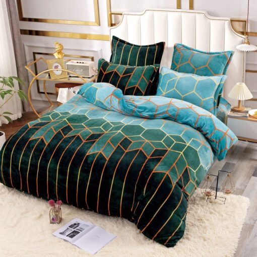 Set Lenjerie Pufoasa Cocolino, 6 Piese, Pat 2 Persoane,Verde Smarald,JOJO Home