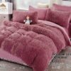 Lenjerie Cocolino Fluffy cu Ciucuri Super Pufoasa, 6 Piese, Roz Inchis, JOJO Home