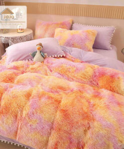 Lenjerie Cocolino Fluffy cu Ciucuri Super Pufoasa, 6 Piese, Portocaliu Multicolor, JOJO Home