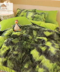 Lenjerie Cocolino Fluffy cu Ciucuri Super Pufoasa, 6 Piese, Verde Multicolor, JOJO Home