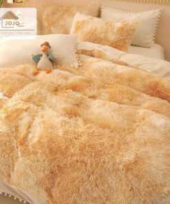 Lenjerie Cocolino Fluffy cu Ciucuri Super Pufoasa, 6 Piese, Galben Multicolor, JOJO Home