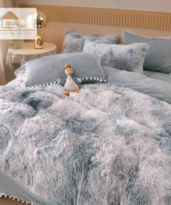 Lenjerie Cocolino Fluffy cu Ciucuri Super Pufoasa, 6 Piese, Gri Multicolor, JOJO Home