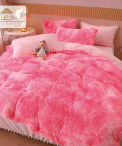 Lenjerie Cocolino Fluffy cu Ciucuri Super Pufoasa, 6 Piese, Roz Intens Multicolor, JOJO Home