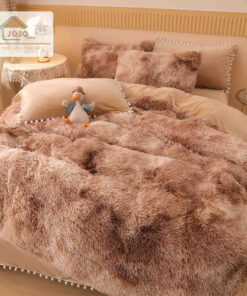 Lenjerie Cocolino Fluffy cu Ciucuri Super Pufoasa, 6 Piese, Maro, JOJO Home