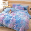 Lenjerie Cocolino Fluffy cu Ciucuri Super Pufoasa, 6 Piese, Bleu Multicolor, JOJO Home