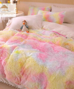 Lenjerie Cocolino Fluffy cu Ciucuri Super Pufoasa, 6 Piese, Roz Multicolor, JOJO Home