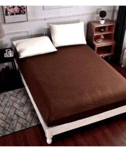 Husa de pat cu elastic Damasc, Bumbac 100%, Maro, Pat 2 Persoane JOJO Home