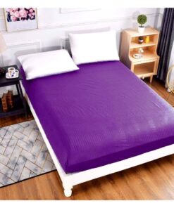 Husa de pat cu elastic Damasc, Bumbac 100%, Mov, Pat 2 Persoane JOJO Home