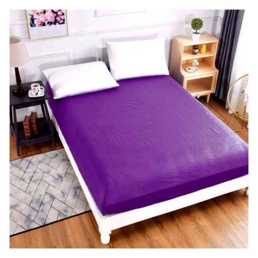 Husa de pat cu elastic Damasc, Bumbac 100%, Mov, Pat 2 Persoane JOJO Home