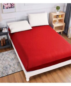 Husa de pat cu elastic Damasc, Bumbac 100%, Rosu, Pat 2 Persoane JOJO Home