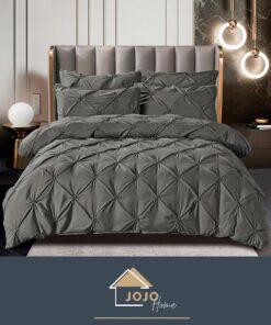 Set Lenjerie Premium, Model cu Pliuri, Bumbac 100%, 6 Piese, Pat 2 Persoane,JOJO Home