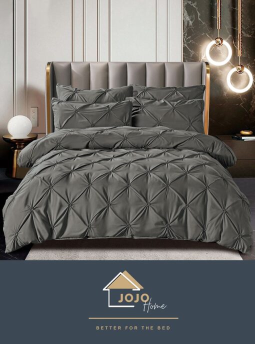 Set Lenjerie Premium, Model cu Pliuri, Bumbac 100%, 6 Piese, Pat 2 Persoane,JOJO Home