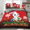 Lenjerie de Paste,Pentru pat dublu,Bumbac Finet,4 piese,Rosu