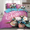 Lenjerie de Paste,Pentru pat dublu,Bumbac Finet,4 piese,Mov-Alb