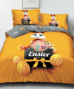 Lenjerie de Paste,Pentru pat dublu,Bumbac Finet,4 piese,Portocaliu