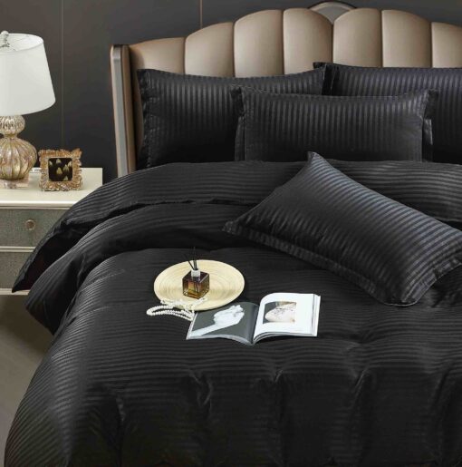 Lenjerie de pat Damasc Finetat,6 piese cu Elastic,JOJO Home - imagine 2