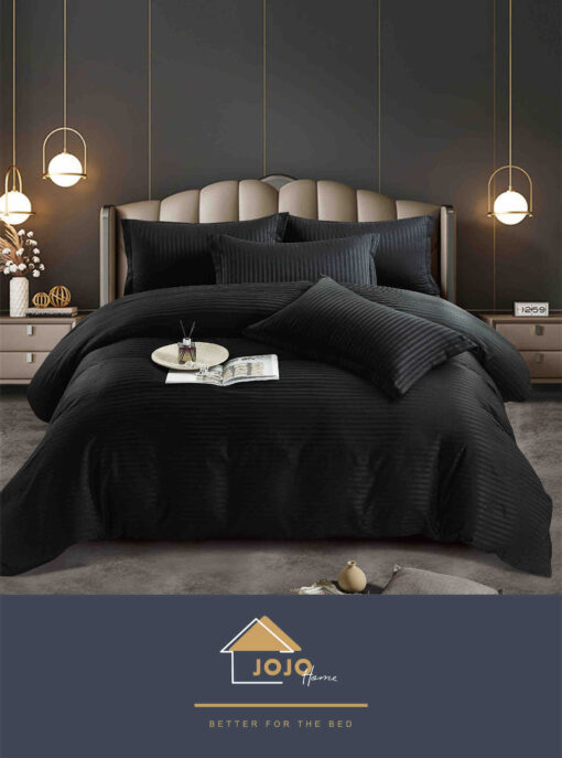 Lenjerie de pat Damasc Finetat,6 piese cu Elastic,JOJO Home