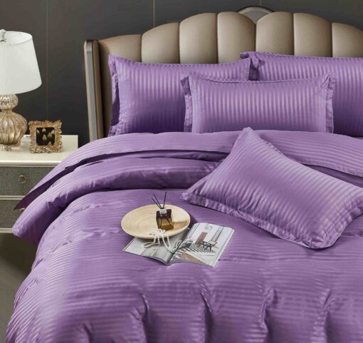 Lenjerie de pat Damasc Finetat,6 piese cu Elastic,JOJO Home - imagine 2