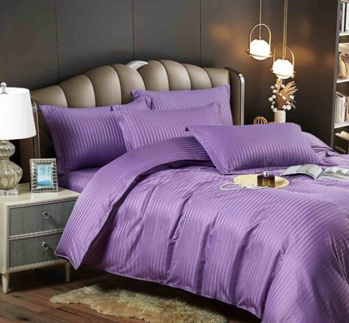 Lenjerie de pat Damasc Finetat,6 piese cu Elastic,JOJO Home - imagine 3