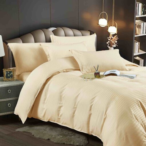 Lenjerie de pat Damasc Finetat,6 piese cu Elastic,JOJO Home - imagine 3