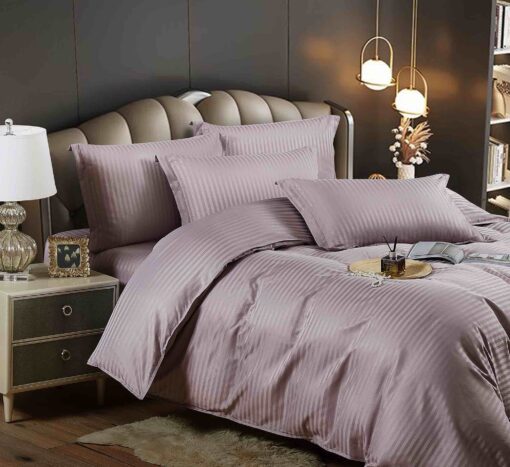 Lenjerie de pat Damasc Finetat,6 piese cu Elastic,JOJO Home - imagine 3