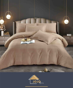 Lenjerie de pat Damasc Finetat,6 piese cu Elastic,JOJO Home