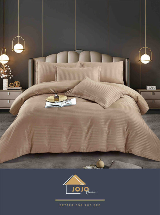 Lenjerie de pat Damasc Finetat,6 piese cu Elastic,JOJO Home