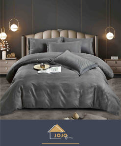 Lenjerie de pat Damasc Finetat,6 piese cu Elastic,JOJO Home
