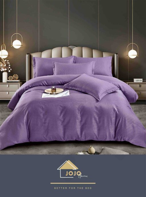 Lenjerie de pat Damasc Finetat,6 piese cu Elastic,JOJO Home
