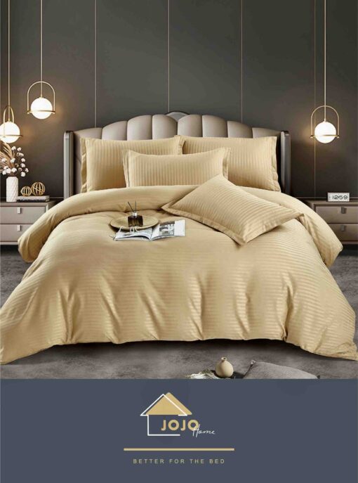 Lenjerie de pat Damasc Finetat,6 piese cu Elastic,JOJO Home