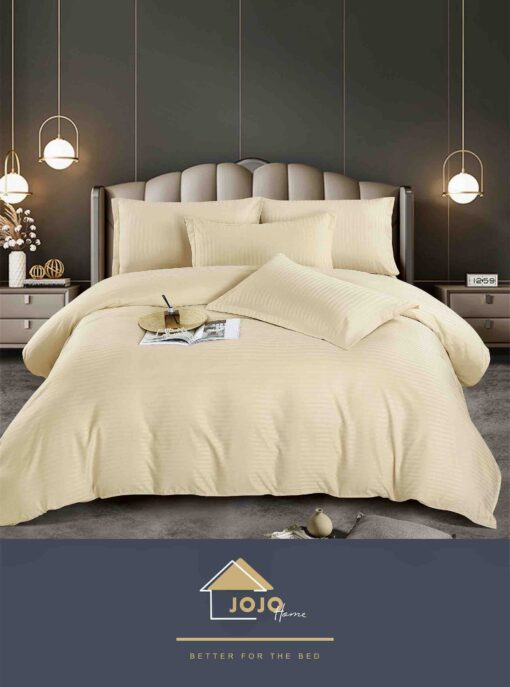 Lenjerie de pat Damasc Finetat,6 piese cu Elastic,JOJO Home