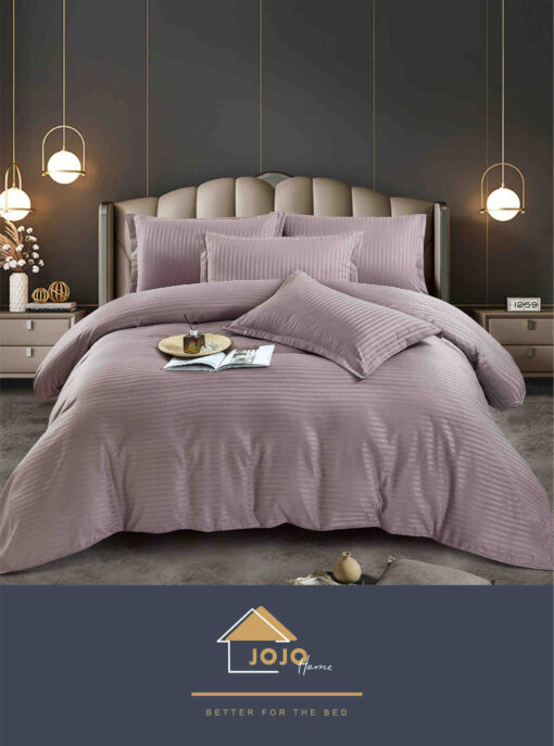 Lenjerie de pat Damasc Finetat,6 piese cu Elastic,JOJO Home