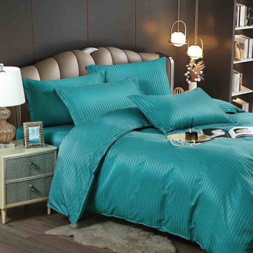 Lenjerie de pat Damasc Finetat,6 piese cu Elastic,JOJO Home - imagine 2