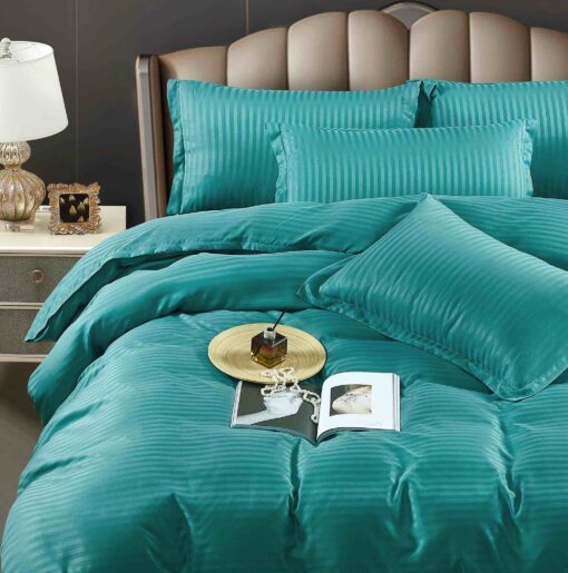Lenjerie de pat Damasc Finetat,6 piese cu Elastic,JOJO Home - imagine 3