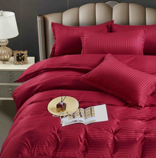 Lenjerie de pat Damasc Finetat,6 piese cu Elastic,JOJO Home - imagine 3