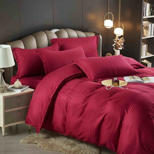 Lenjerie de pat Damasc Finetat,6 piese cu Elastic,JOJO Home - imagine 2