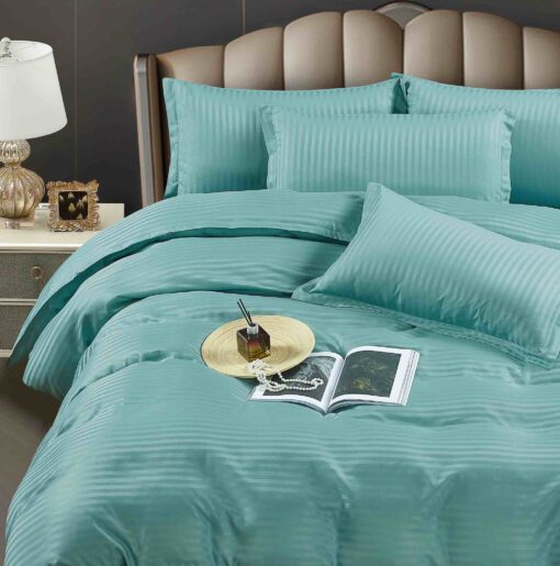 Lenjerie de pat Damasc Finetat,6 piese cu Elastic,JOJO Home - imagine 2
