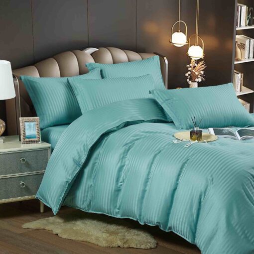 Lenjerie de pat Damasc Finetat,6 piese cu Elastic,JOJO Home - imagine 3