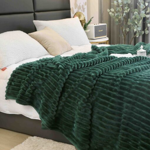 Patura Pufoasa Cocolino, Pat Dublu, 200x230cm, JOJO Home, Verde - imagine 3