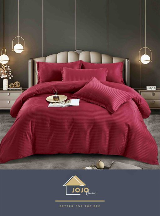 Lenjerie de pat Damasc Finetat,6 piese cu Elastic,JOJO Home