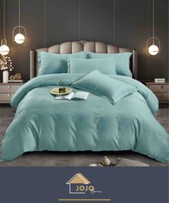 Lenjerie de pat Damasc Finetat,6 piese cu Elastic,JOJO Home