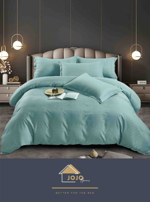 Lenjerie de pat Damasc Finetat,6 piese cu Elastic,JOJO Home