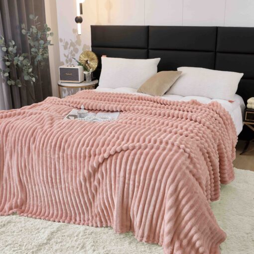 Patura Pufoasa Cocolino, Pat Dublu, 200x230cm, JOJO Home, Roz Pal