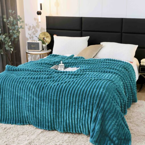 Patura Pufoasa Cocolino, Pat Dublu, 200x230cm, JOJO Home,Turquoise