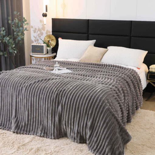 Patura Pufoasa Cocolino, Pat Dublu, 200x230cm, JOJO Home, Gri Deschis
